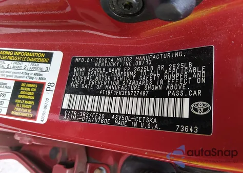 2014 Toyota Camry Se Sport z USA, uszkodzony, nr VIN 4T1BF1FK3EU727487